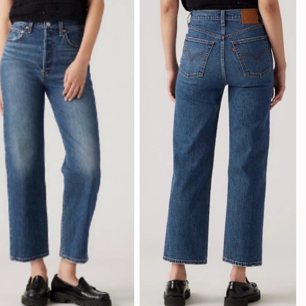 Levi’s Ribcage Straight Ankle High Rise Button Front Classic Denim Jeans Size 29